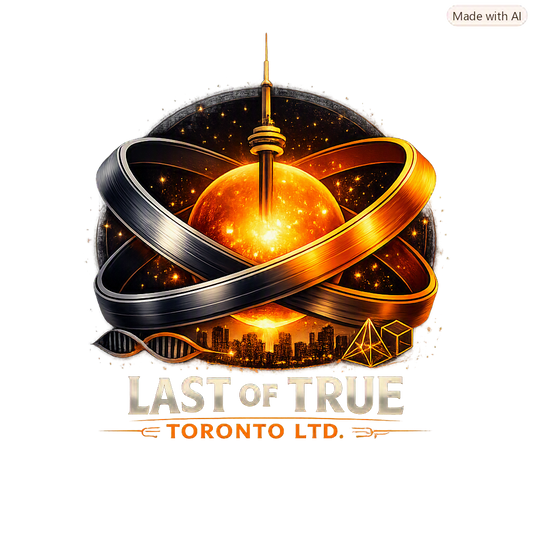 LAST OF TRUE TORONTO, LTD.™ — THE TORONTO TRILEMMA FRAMEWORK™. Tri-axis orbital rings representing Ethics, Accessibility, and Innovation orbiting a central amber core with the CN Tower and Toronto skyline.